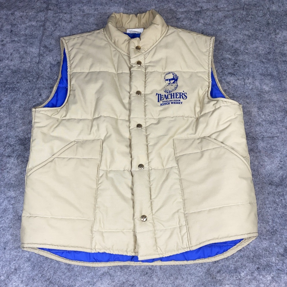 Vintage King Louie Vest Men's Large Beige‎ Pro Fit Jacket Teachers Whiskey 70s